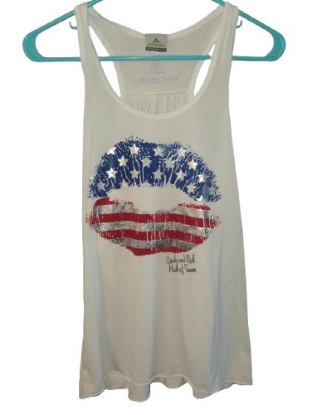 Rock And Roll Hall Of Fame Stars And Stripes Metallic Lips Racer Back Tank